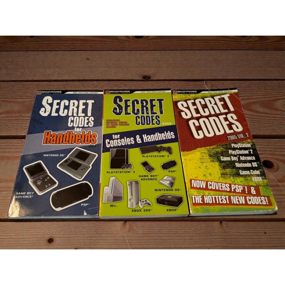 Set Of 3 BradyGames Secret Codes Books For Handhelds & Consoles 2005-2008